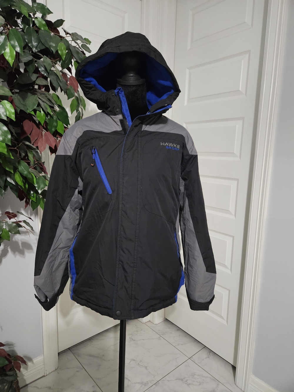 Hawke & Co Black Gray Jacket with Blue Trim for Kids